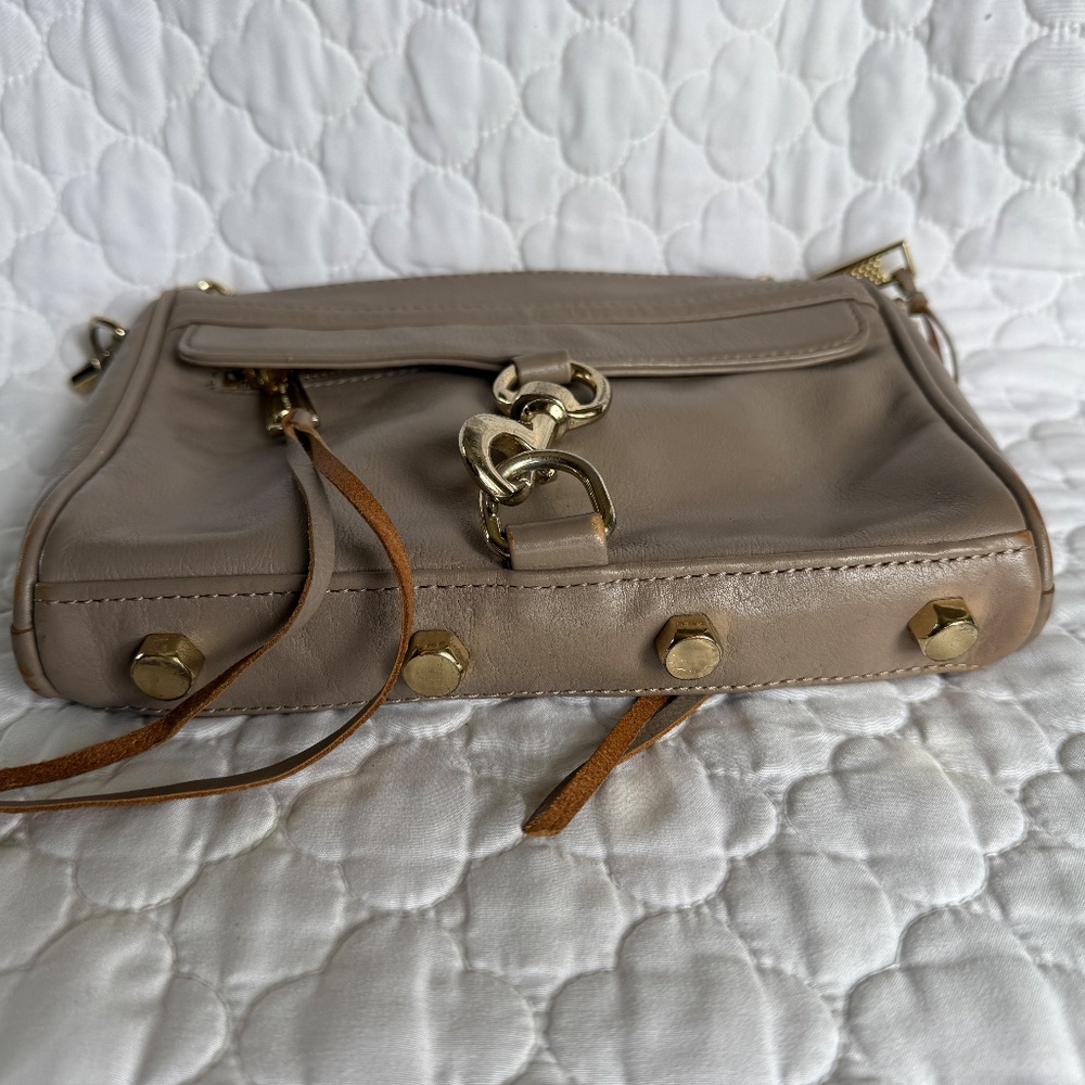 REBECCA MINKOFF Taupe MINI MAC Crossbody Leather Bag Purse - Picture 8 of 8